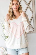 Load image into Gallery viewer, Cream Heart Patch Hooded Blouse
