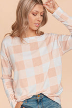 Load image into Gallery viewer, Peach Gingham Knit Top
