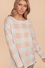 Load image into Gallery viewer, Peach Gingham Knit Top
