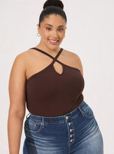 Load image into Gallery viewer, Dark Chocolate Brown Ribbed Halter Tank
