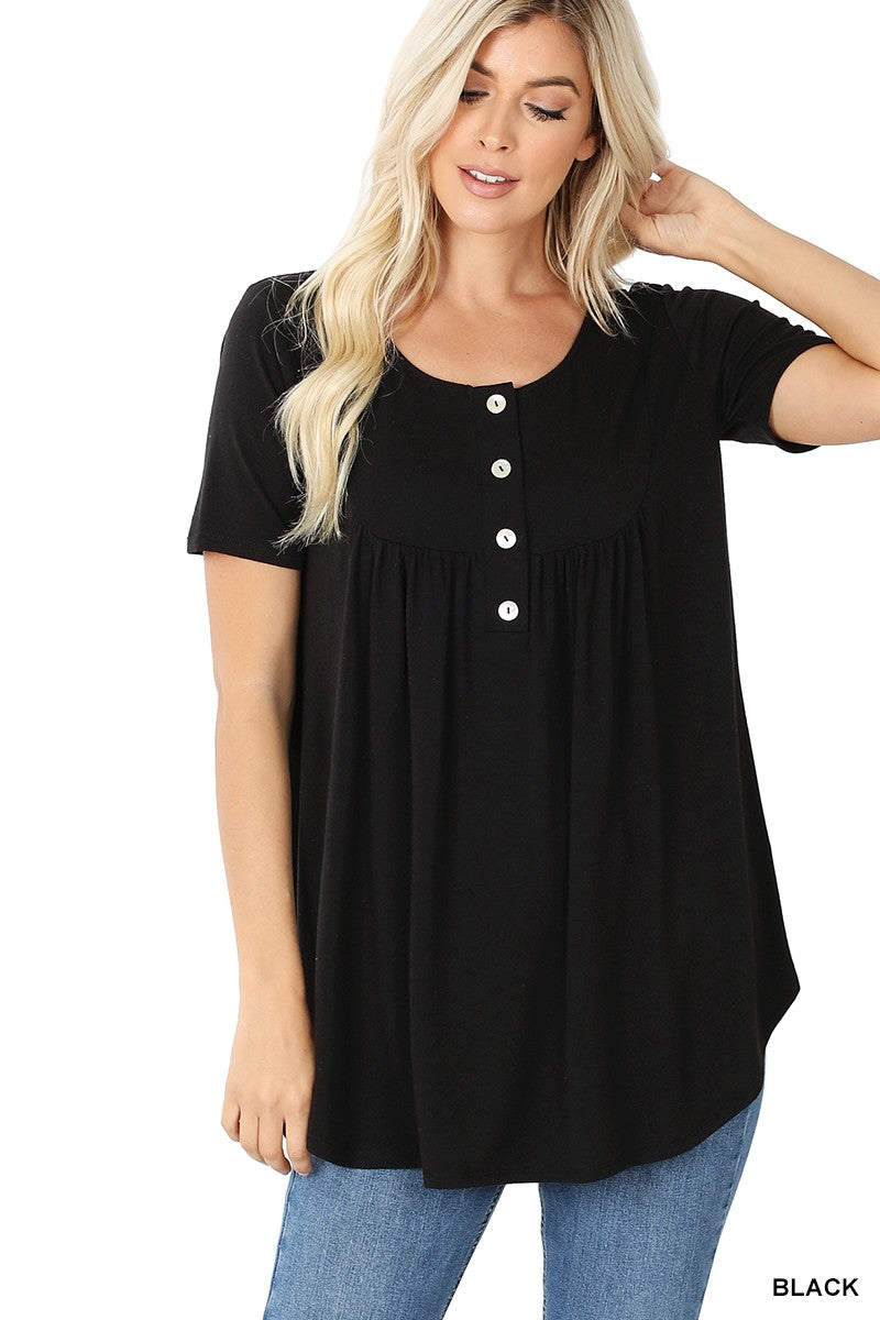 Classic Black Button Tee