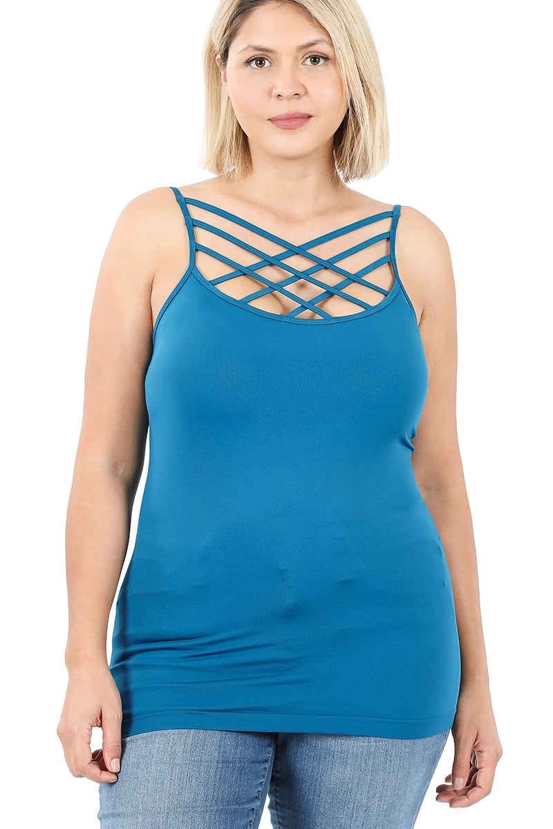 Teal Criss Cross Tank