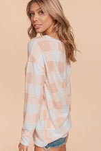 Load image into Gallery viewer, Peach Gingham Knit Top
