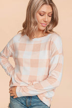 Load image into Gallery viewer, Peach Gingham Knit Top
