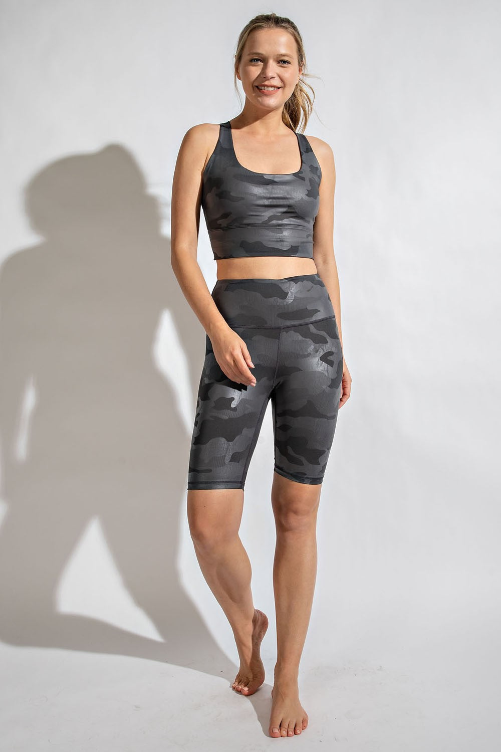 Charcoal Camo Metallic Workout Set