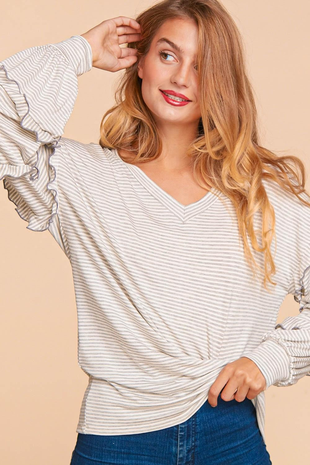 Striped Ruffle Blouse