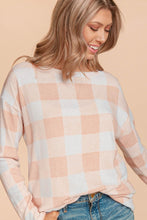 Load image into Gallery viewer, Peach Gingham Knit Top
