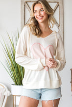 Load image into Gallery viewer, Cream Heart Patch Hooded Blouse
