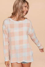 Load image into Gallery viewer, Peach Gingham Knit Top
