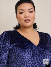 Load image into Gallery viewer, Torrid Blue Leopard Stretch-Velvet Body Suit
