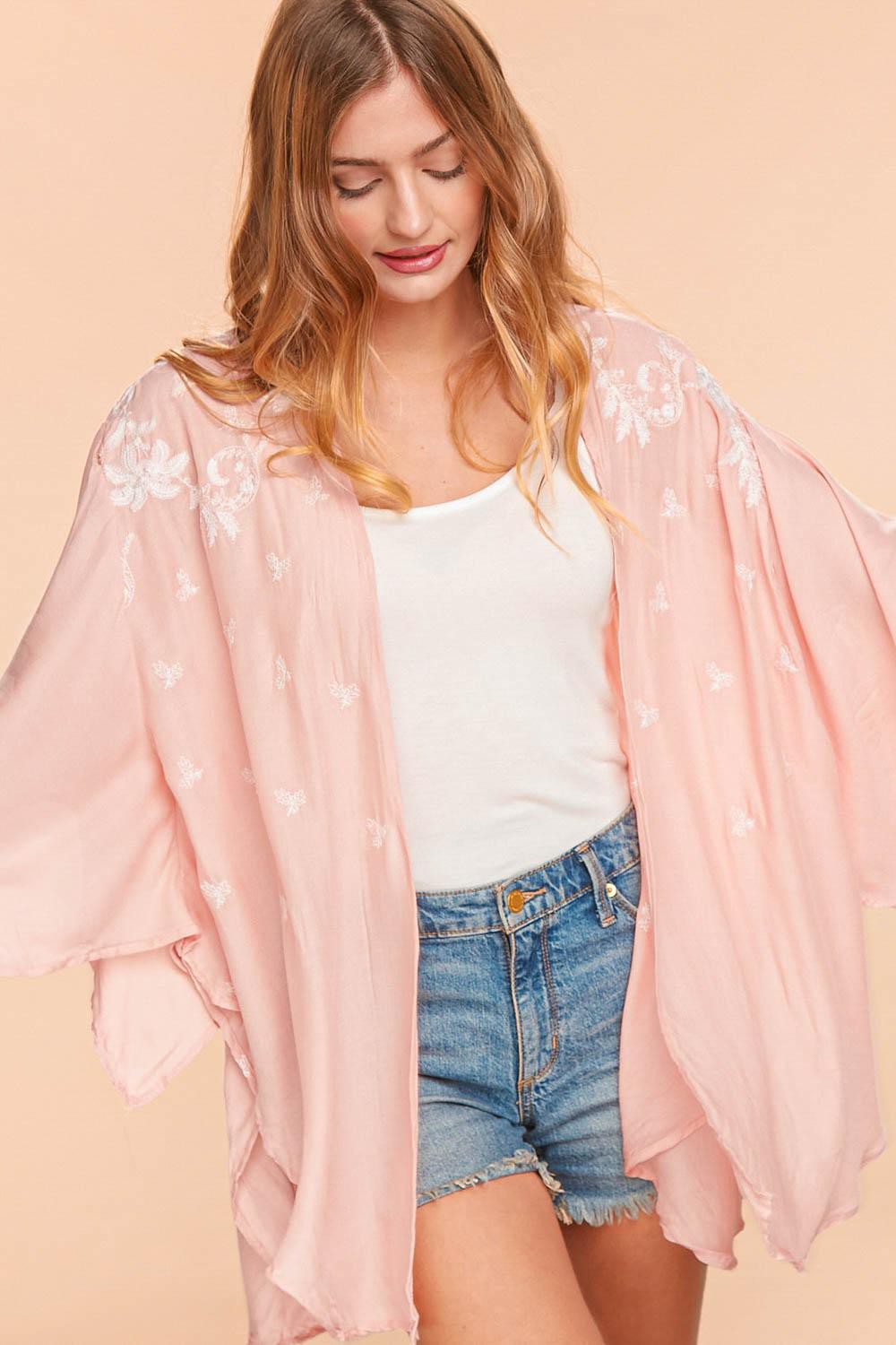 Blush Embroidered Kimono