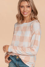 Load image into Gallery viewer, Peach Gingham Knit Top
