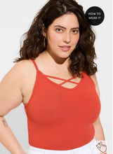 Load image into Gallery viewer, Torrid Orange Criss Cross Ribbed Tank with Adjustable Straps
