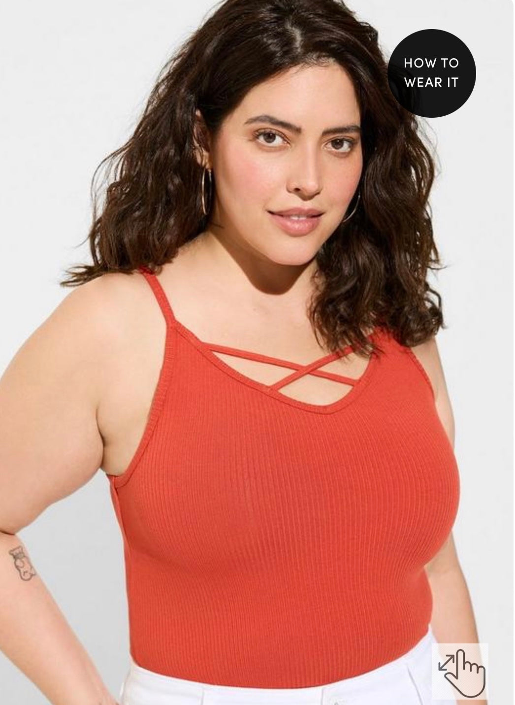 Torrid Orange Criss Cross Ribbed Tank with Adjustable Straps