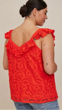 Load image into Gallery viewer, Red/Orange Lace Cotton Tank Top
