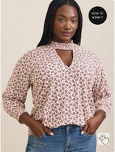 Load image into Gallery viewer, Fall Patterned Blouse with Smocked Neck line
