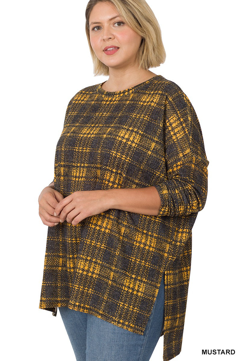 Mustard/Black Plaid Blouse