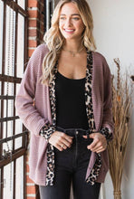 Load image into Gallery viewer, Olive Waffle and Animal Print Button Down Shacket Cardigan
